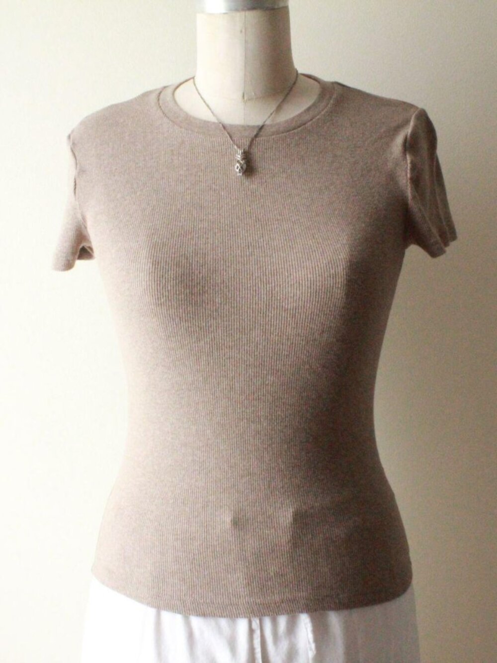 brown aritzia homestretch ribbed tee